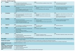 Text Version- ABCDEFG Algorithm 
A 
Airway 
Look 
• 
For any signs of airway obstruction 
• 
For evidence of mouth/neck/swell