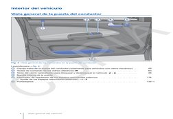 Interior del vehículo
Vista general de la puerta del conductor
Fig. 4 Vista general de los comandos en la puerta del conducto