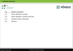 CTT Center for Training and Technology
Wirtgen India Private Limited
2. Machine Operation
2.0.
Machine operation
2