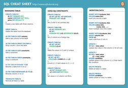 SQL Commands Cheat Sheet | PDF | Database Index | Table (Database)