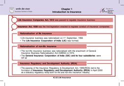 IC-33 Life Insurance 
Chapter 1 
Introduction to Insurance 
Life Insurance Companies Act, 1912 was passed to regulate insuran
