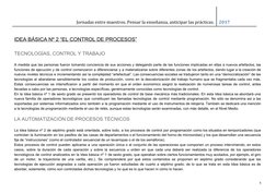 Jornadas entre maestros. Pensar la enseñanza, anticipar las prácticas.  2017 
 
IDEA BÁSICA Nº 2 “EL CONTROL DE PROCESOS”