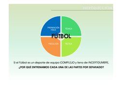 Si el Fútbol es un deporte de equipo COMPLEJO y lleno de INCERTIDUMBRE, 
¿POR QUÉ ENTRENAMOS CADA UNA DE LAS PARTES POR SEPAR
