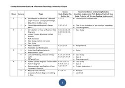 Faculty of Computer Science & Information Technology, University of Gujrat 
 
 
2 
Week 
Lecture 
Topic 
Source 
Book-Chapter