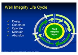 Well
Integrity
Mgmt
Abandon
Repair
Drill
Produce
Design
Complete
Produce
Produce
Handover
PE/OPs
PE/OPs
D&C
D&C
D&C
Handover