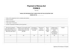 Form D Annual Bonus Return Template | PDF | Payments | Employment