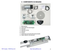 4 - COMPONENTES DA MAQUINA
1 - Motorredutor
2 - fonte linear de alimentação
3 - Esticador
4 - trava da correia
5 - Carrinho
6