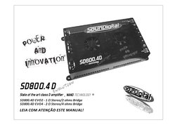 SD800.4D
State of the art class D amplifier
LEIA COM ATENÇÃO ESTE MANUAL!
SD800.4D EVO2 - 1 Ω Stereo/2 ohms Bridge
SD800.4D E