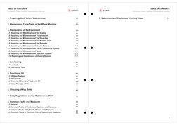 Font
Size:10pt
-Arial
1
2
TABLE OF CONTENTS
Container Reach Stacker Maintenance Manual
TABLE OF CONTENTS
1.
2.
Preparing Work