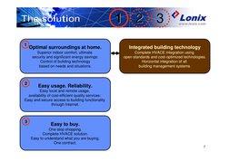 7
The solution
Integrated building technology
Complete HVACE integration using 
open standards and cost-optimized technologie