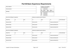 Part 66 Basic Experience Requirements
Icelandic Civil Aviation Administration
Page 4 of 35
Issue 1   29.04.2013
Name of appli