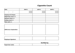 daily cigarette count sheet Inventory Template Daily Calorie Count Sheet, Half