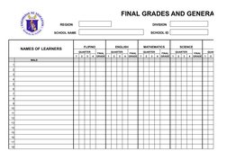 Grade 4 Final Grades Summary Template | PDF
