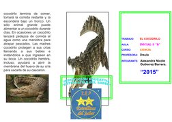 cocodrilo  termina  de  comer,
tomará la comida restante y la
esconderá bajo  un tronco.  Un
sólo  animal  grande  puede
alim