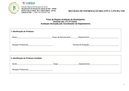 RECOLHA DE INFORMAÇÃO RELATIVA À FICHA VIII 
 
1 
Direcção Regional de Educação do Centro 
 
Agrupamento de Escolas de Laje