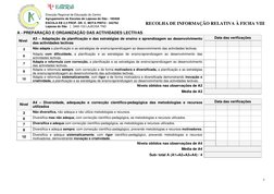 RECOLHA DE INFORMAÇÃO RELATIVA À FICHA VIII 
 
3 
Direcção Regional de Educação do Centro 
 
Agrupamento de Escolas de Laje