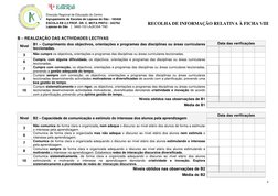 RECOLHA DE INFORMAÇÃO RELATIVA À FICHA VIII 
 
4 
Direcção Regional de Educação do Centro 
 
Agrupamento de Escolas de Laje