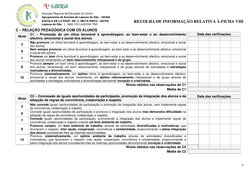 RECOLHA DE INFORMAÇÃO RELATIVA À FICHA VIII 
 
6 
Direcção Regional de Educação do Centro 
 
Agrupamento de Escolas de Laje