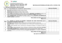 RECOLHA DE INFORMAÇÃO RELATIVA À FICHA VIII 
 
7 
Direcção Regional de Educação do Centro 
 
Agrupamento de Escolas de Laje