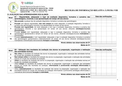 RECOLHA DE INFORMAÇÃO RELATIVA À FICHA VIII 
 
8 
Direcção Regional de Educação do Centro 
 
Agrupamento de Escolas de Laje