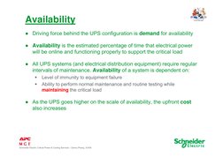 Schneider Electric Critical Power & Cooling Services – Danny Phang, 3/3/09
Availability
●Driving force behind the UPS configu
