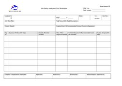 BINTULU PORT SDN. BHD. 
 
Job Safety Analysis (JSA) Worksheet
Attachment III
PTW No.    : _______________