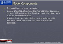ERTH7002 - Ore Body Modelling. Unit 1. Introduction Page 10
M  I  N  I  N  G ASSOCIATES
M  I  N  I  N  G ASSOCIATES
Model Com