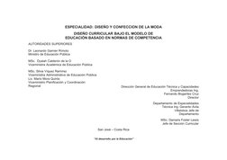 ESPECIALIDAD: DISEÑO Y CONFECCION DE LA MODA
DISEÑO CURRICULAR BAJO EL MODELO DE
EDUCACIÓN BASADO EN NORMAS DE COMPETENCIA
AU