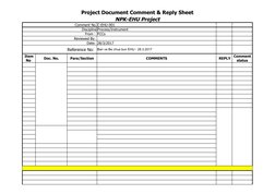 Page 1 of 4
Project Document Comment & Reply Sheet
NPK-EHU Project
Comment No. C-EHU-001
Discipline Process/Instrument
From :