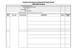 Page 3 of 4
Project Document Comment & Reply Sheet
NPK-EHU Project
Comment No. C-EHU-001
Discipline Process/Instrument
From :