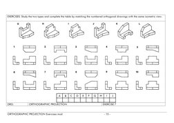 EXERCISES. Study the two types and complete the table by matching the numbered orthogonal drawings with the same isometric vi