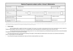 Diploma Programme subject outline-Group 5: Mathematics  
 
 
   School name