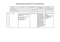 Diploma Programme subject outline-Group 5: Mathematics  
 
 
 
 
 
 
 
 
 
 
Contents 
 
Allocated time 
 
Assessment