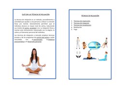 QUÉ SON LAS TÉCNICAS DE RELAJACIÓN 
 
La técnica de relajación
