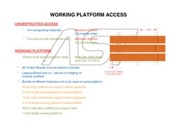 WORKING PLATFORM
Planks to be lashed together using:
8mm Dia. Fibre Rope 
or 
4mm Dia. F.S.W.R. 
WORKING PLATFORM ACCESS
UNOB