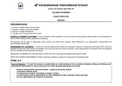 Jh Venkateshwar International School 
Sector-18, Dwarka, New Delhi-78 
 
 
SYLLABUS PLANNING 
CLASS X (2015-16) 
ENGLISH 
PRE