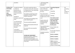 procedure. 
 
- The formal writing 
skills would be 
enhanced. 
 
LITERATUR
E READER 
PROSE: 
MRS. 
Packletide’s 
Tiger by Sa