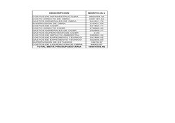 DESCRIPCION
MONTO (S/.)
COSTOS DE INFRAESTRUCTURA
9652054.35
COSTO DIRECTO DE OBRA
8391181.52
GASTOS GENERALES DE OBRA
944451