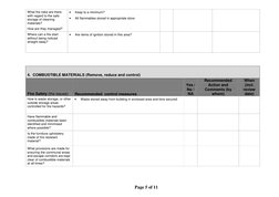 Page 5 of 11 
What fire risks are there 
with regard to the safe 
storage of cleaning 
materials?  
How are they managed? 
•