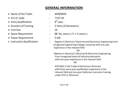 Page 2 of 29 
 
GENERAL INFORMATION 
 Name of the Trade:  
 
 
: 
WIREMAN 
 N.C.O. Code 
 
 
 
 
:        7137.20 
 Entry