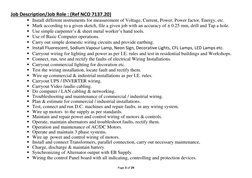 Page 3 of 29 
 
Job Description/Job Role : (Ref NCO 7137.20) 
 Install different instruments for measurement of Voltage, Cur
