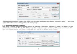 9 
 
  
To see the beam represented in 3D with its cross section go to " F6> Labels, Entities and Colors> Element - Orientati