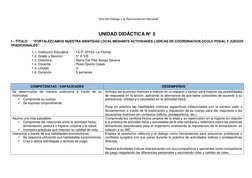 “““Año del Diálogo y la Reconciliación Nacional” 
 
 
 
UNIDAD DIDÁCTICA N° 5 
1.- TÍTULO:  “FORTALEZCAMOS NUESTRA IDENTIDA