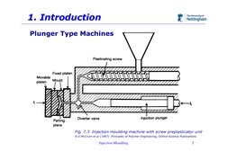 Injection Moulding
5
1. Introduction
1. Introduction
Plunger Type Machines
Fig. 7.3 Injection moulding machine with screw pre