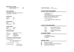 PENTHOUSE/ TOWERS 
 
if housed by elevators & tanks  
- 8.40 
 
limit if not 1/3 of roof 
 
- 3.6 
 
 
DRY STAND PIPE 
every