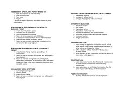 ASSESSMENT OF BUILDING PERMIT BASED ON: 
1. type of occupancy or use of building 
2. cost of construction 
3. floor area 
4.