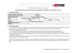 PROGRAMACION CURRICULAR 2019
“AÑO DE LA LUCHA CONTRA LA CORRUPCIÓN Y LA IMPUNIDAD”
PROGRAMACIÓN CURRICULAR ANUAL DE DESARROLL