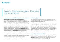 Customer Statement Messages – User Guide 
SWIFT MT950/940
How you can benefit from SWIFT MT950/940 statement messages
Compreh