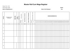 Muster Roll and Wage Register Format | PDF | Wage | Employment