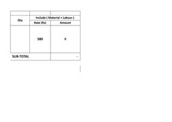 Qty
Include ( Material + Labour )
Rate (Rs)
Amount
580
0
SUB-TOTAL 
                                   -   
